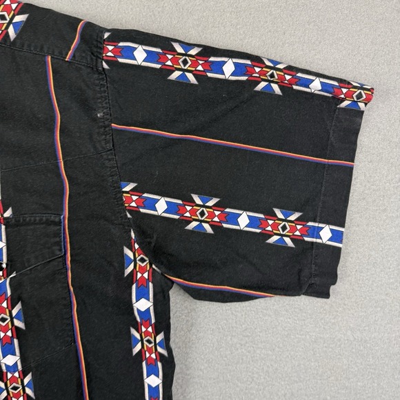 Vintage Wrangler Short Sleeve Pearl Snap Western Shirt Men's XL Black Aztec‎ - Picture 4 of 8